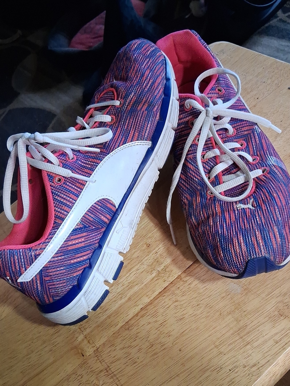 Puma Women's Knit Running Sneakers in Pink and Blue